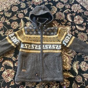 Aztec Heavyweight Wool Zip Up Sweater Jacket NWOT
